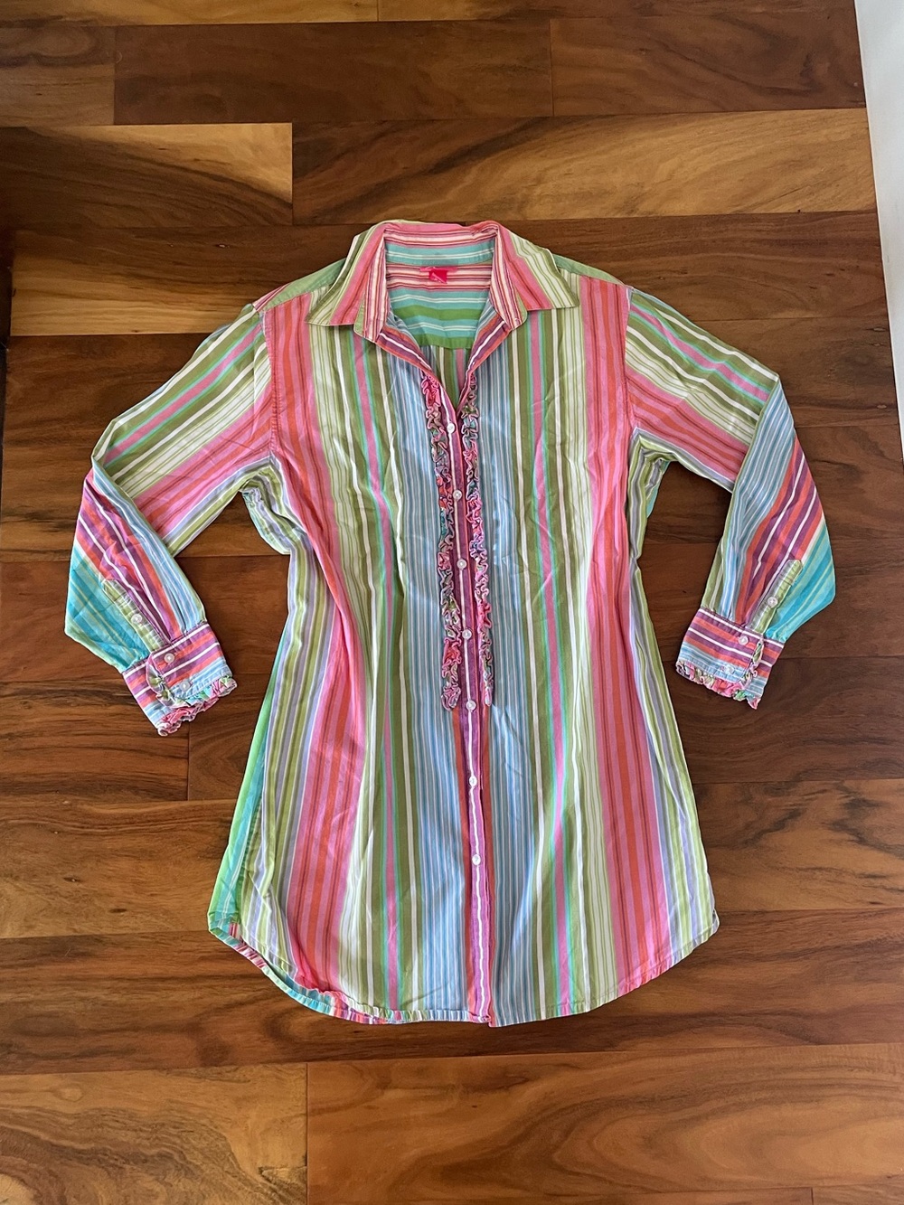 Vintage La Senza Candy Striped Button Up Sleep Dress
